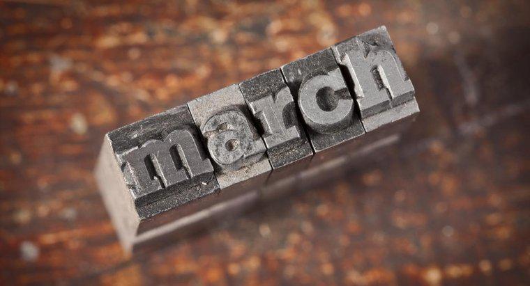 ¿Cuál es el número ordinal para el mes de marzo?